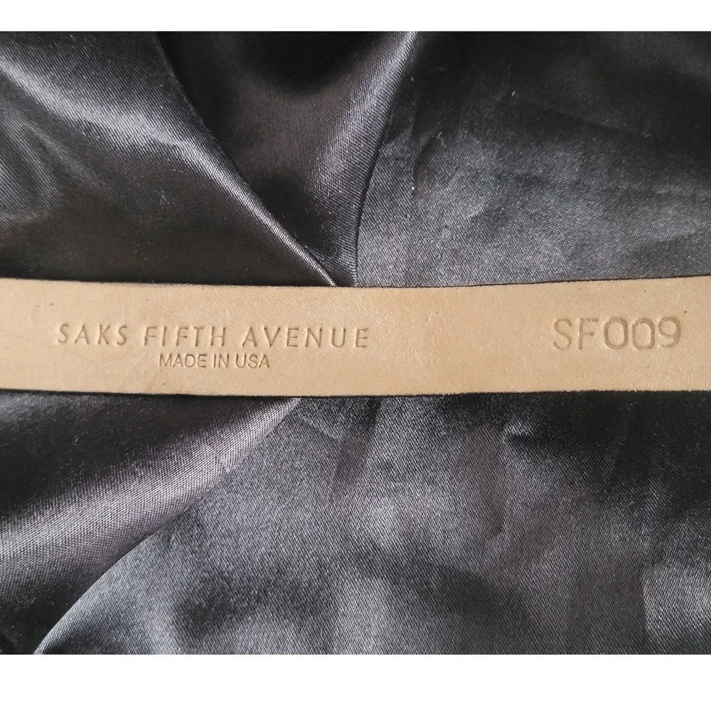 Saks Fifth Avenue Italian Calfskin Snakeskin Embossed Leather Belt Brown Gold S